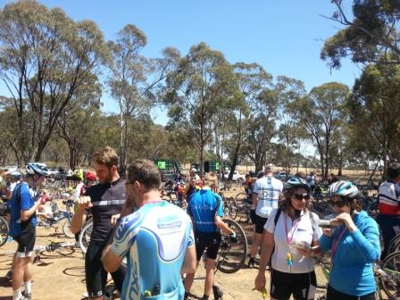 The riders enjoying our sausages